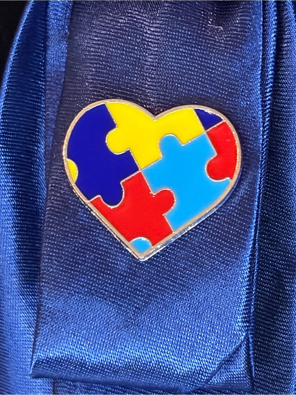 Womens Navy Autism Awareness Tie - Puzzle Ribbon Design